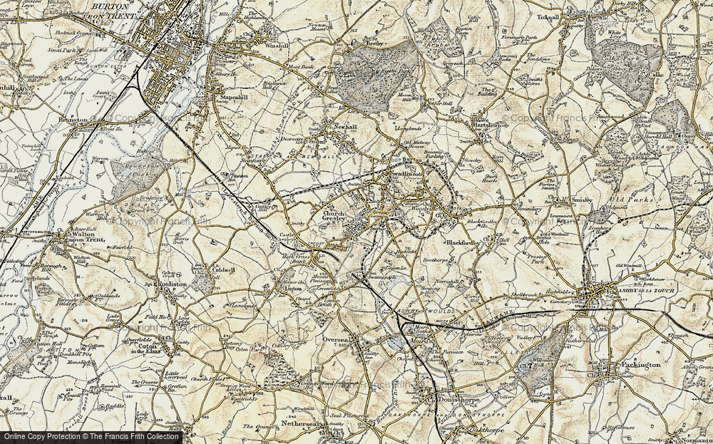 Old Map of Church Gresley, 1902 in 1902