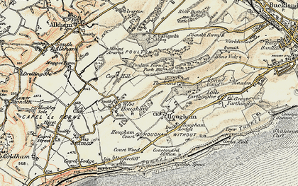 Old map of Abbot's Cliff in 1898-1899