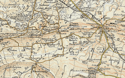 Old map of Church Knowle in 1899-1909