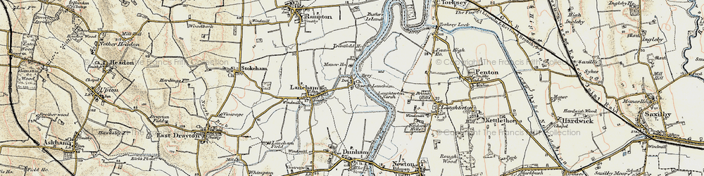 Old map of Laughterton Marsh in 1902-1903