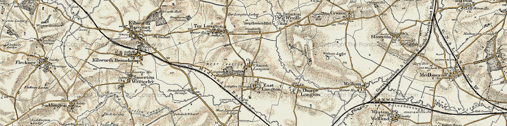 Old map of Church Langton in 1901-1902