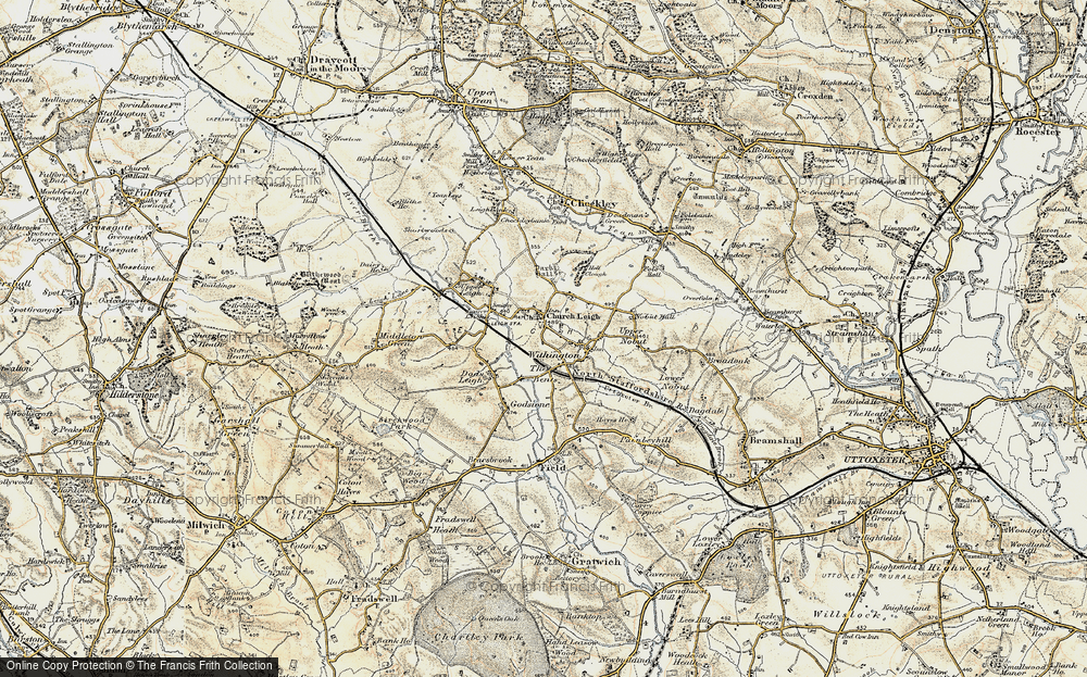 Old Map of Church Leigh, 1902 in 1902