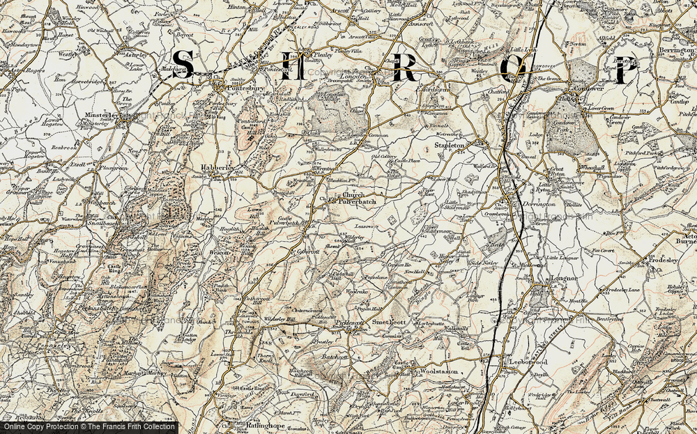 Old Map of Church Pulverbatch, 1902-1903 in 1902-1903