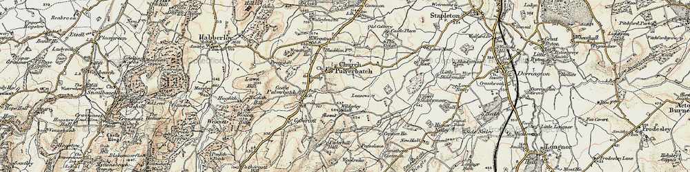 Old map of Church Pulverbatch in 1902-1903
