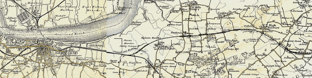 Old map of Beckley Hill in 1897-1898