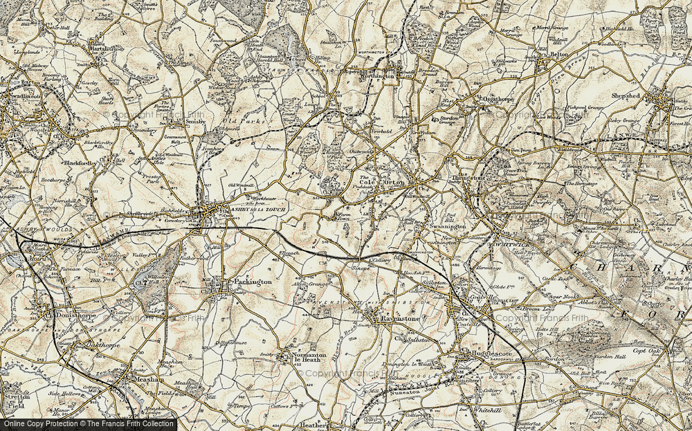 Old Map of Historic Map covering Coleorton Hall in 1902-1903