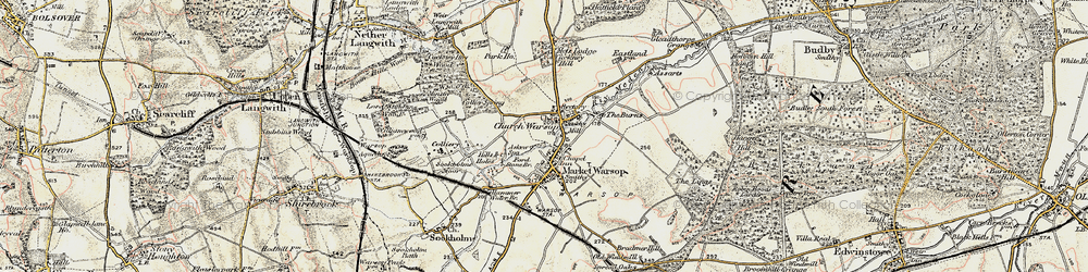 Old map of Church Warsop in 1902-1903