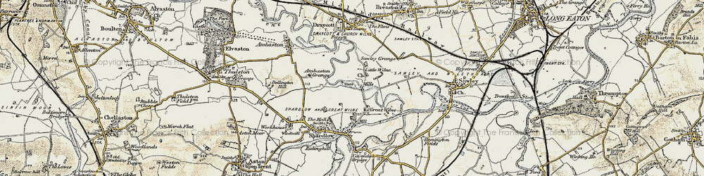 Old map of Church Wilne in 1902-1903