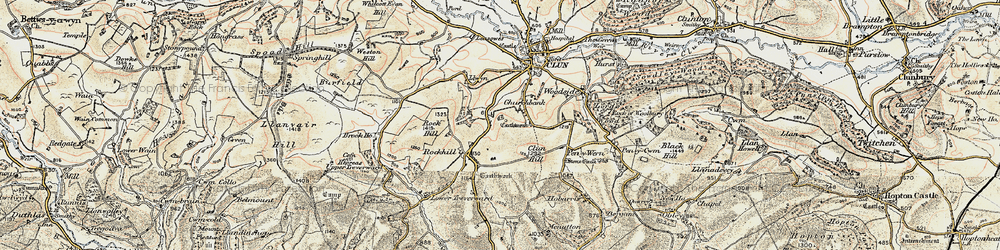 Old map of Clun Castle in 1901-1903