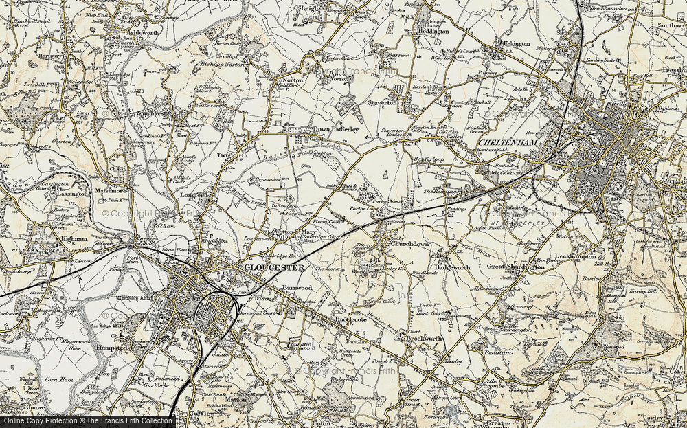 Old Map of Historic Map covering Chosen Hill Ho in 1898-1900