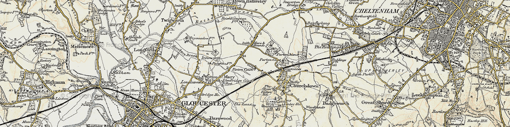 Old map of Churchdown in 1898-1900