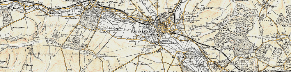 Old map of Churchfields in 1897-1898