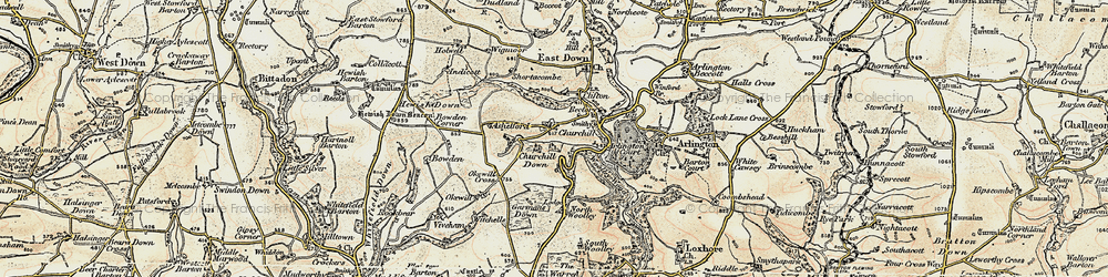 Old map of Bowden Corner in 1900