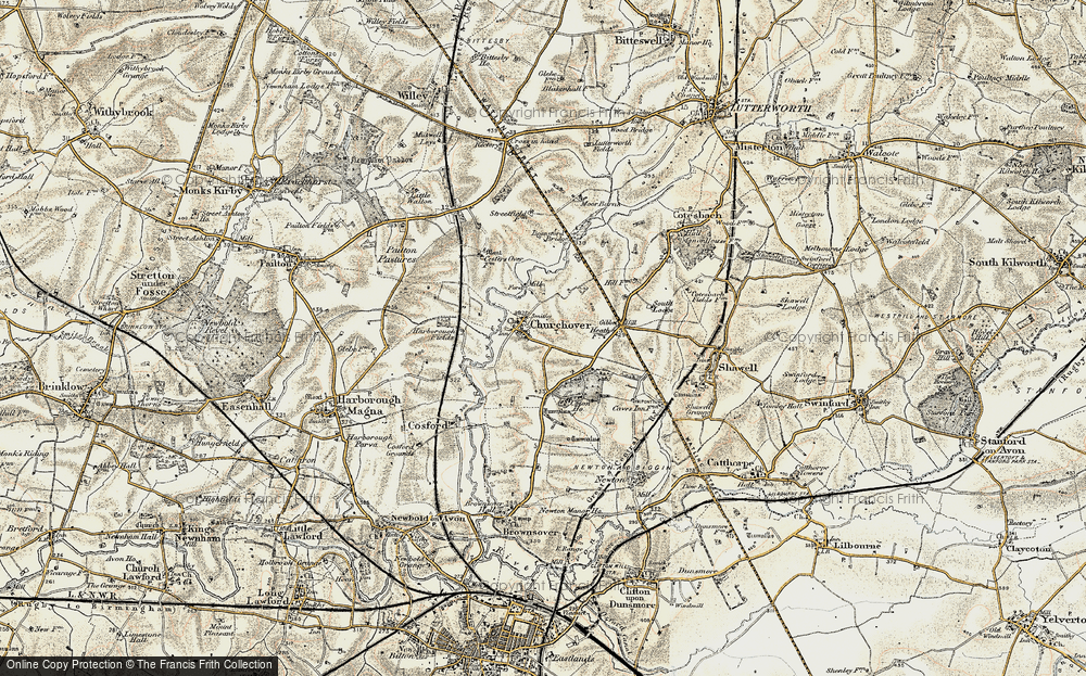 Old Map of Churchover, 1901-1902 in 1901-1902