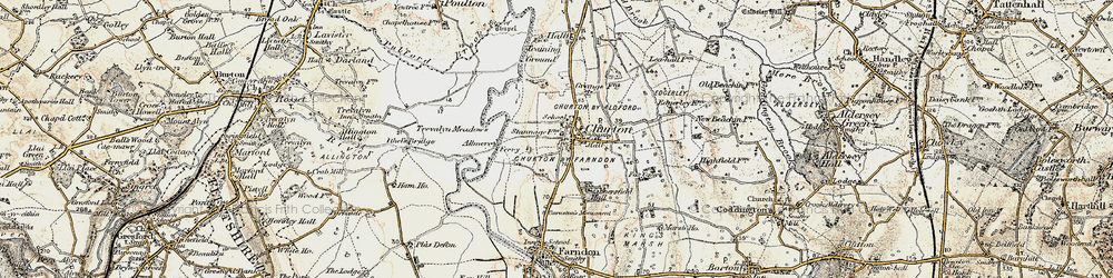 Old map of Churton in 1902-1903