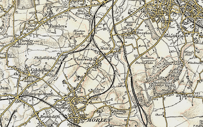 Old map of Churwell in 1903