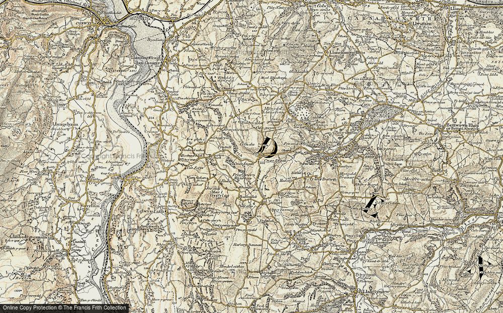 Old Map of Historic Map covering Bronferiaeth in 1902-1903