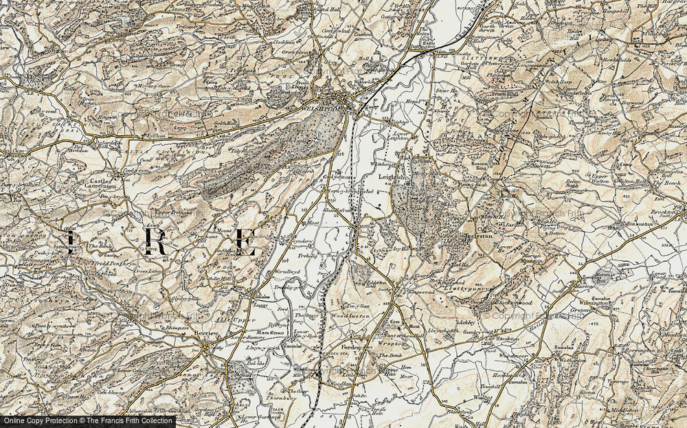 Old Map of Historic Map covering Coed-y-dinas in 1902-1903