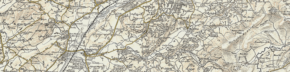 Old map of Cilgwyn in 1900-1901
