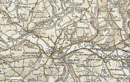 Old map of Afon Teifi in 1901