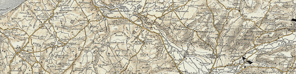 Old map of Lanlas in 1901-1903