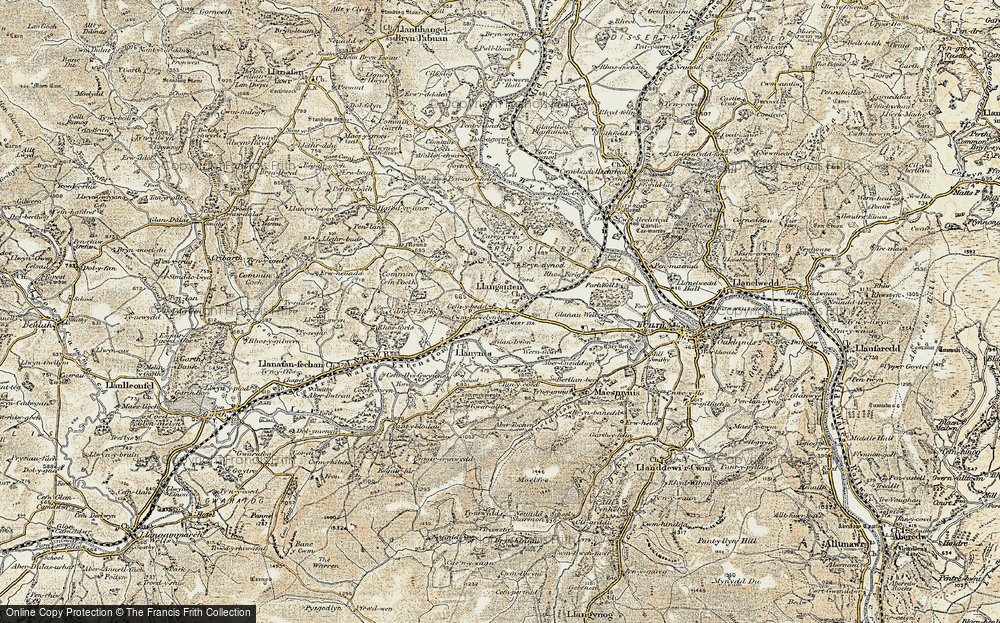 Old Map of Historic Map covering Berllan-ber in 1900-1902