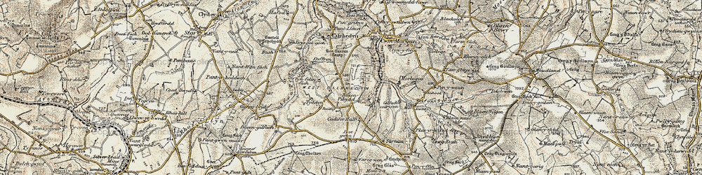 Old map of Afon Pedian in 1901