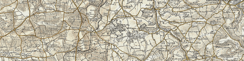 Old map of Bwlchygroes in 1901