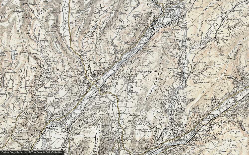 Old Map of Historic Map covering Wigfa in 1900-1901