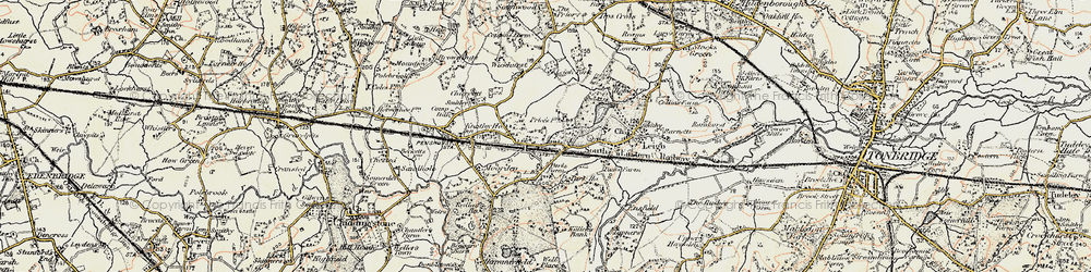 Old map of Cinder Hill in 1897-1898
