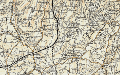 Old map of Bluebell Railway in 1898