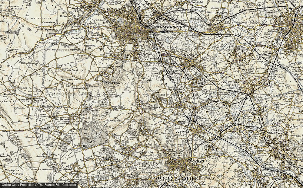Old Map of Historic Map covering Hurst Hill in 1902