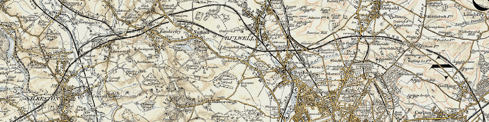 Old map of Cinderhill in 1902-1903