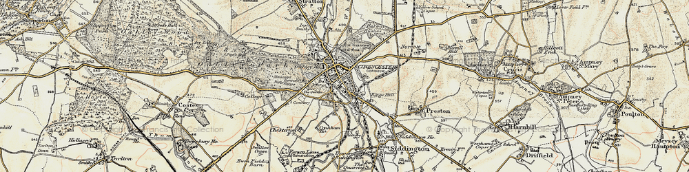 Old map of Cirencester in 1898-1899
