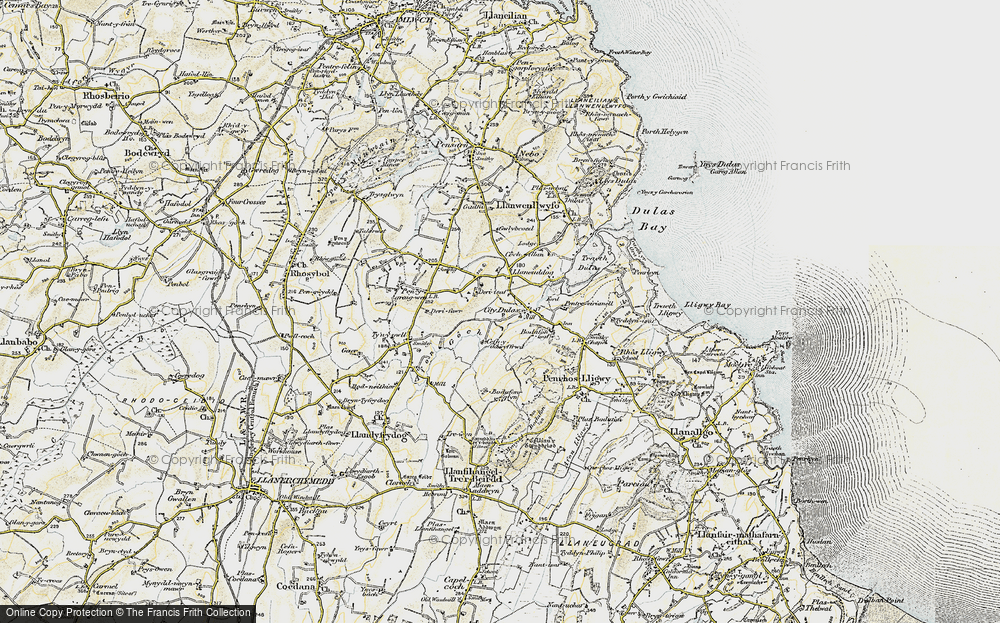 Old Map of Historic Map covering Bodafon Isaf in 1903-1910