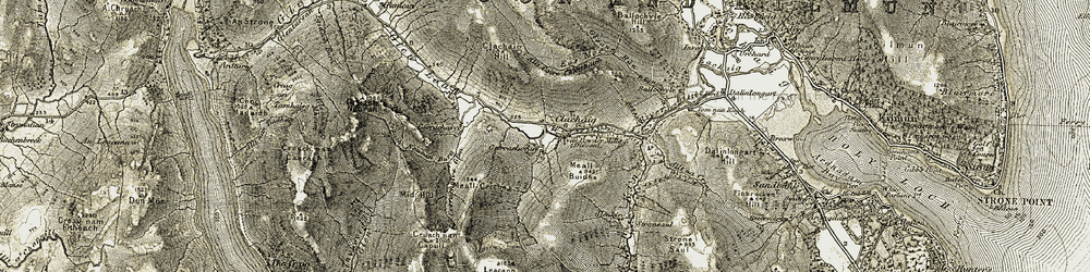 Old map of Corrachaive Glen in 1905-1907