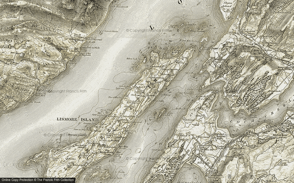 Old Map of Historic Map covering Baileouchdarach in 1906-1908