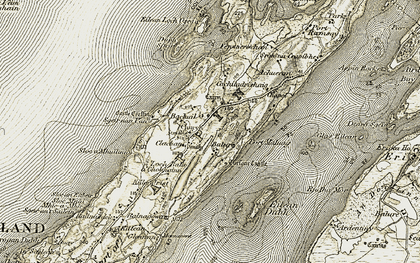 Old map of Bachuil in 1906-1908