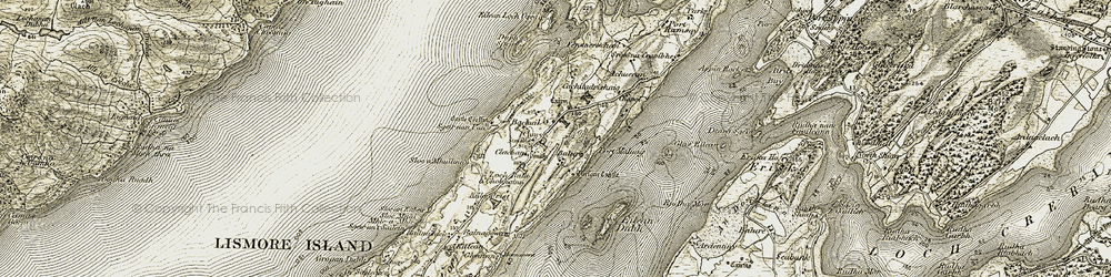 Old map of Bachuil in 1906-1908