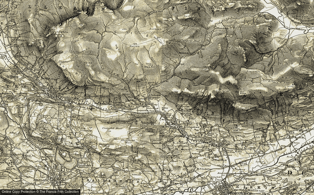 Old Map of Historic Map covering Aldessan Burn in 1904-1907