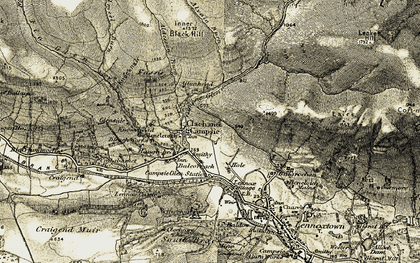 Old map of Almeel Burn in 1904-1907