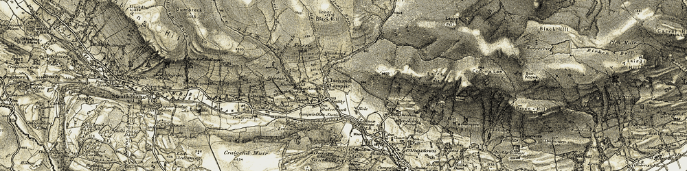 Old map of Almeel Burn in 1904-1907