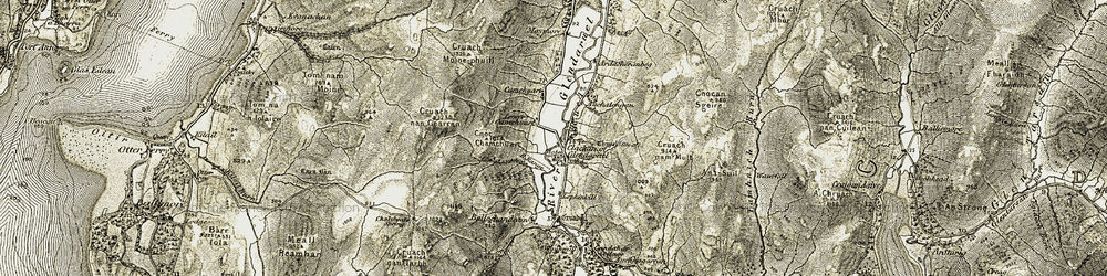 Old map of Auchategan in 1905-1907