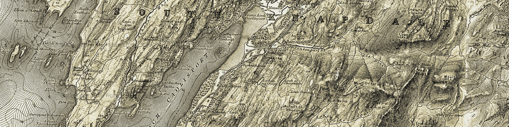 Old map of Achadh Cùl a'Bhàrr in 1905-1907