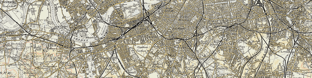 Old map of Clapham in 1897-1902