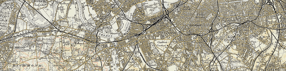 Old map of Clapham Junction in 1897-1909
