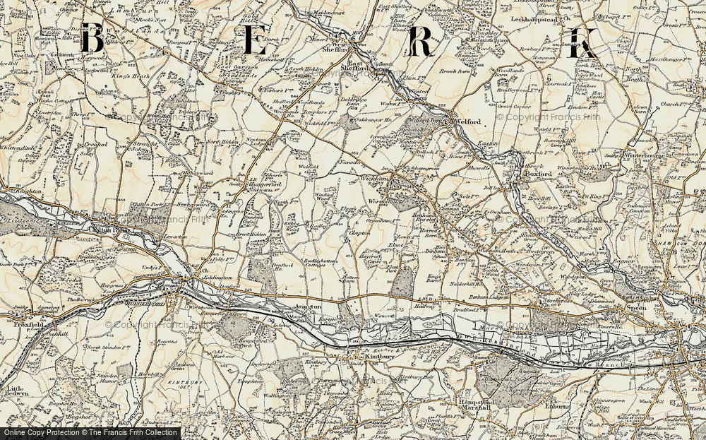 Old Map of Historic Map covering Wickfield Copse in 1897-1900