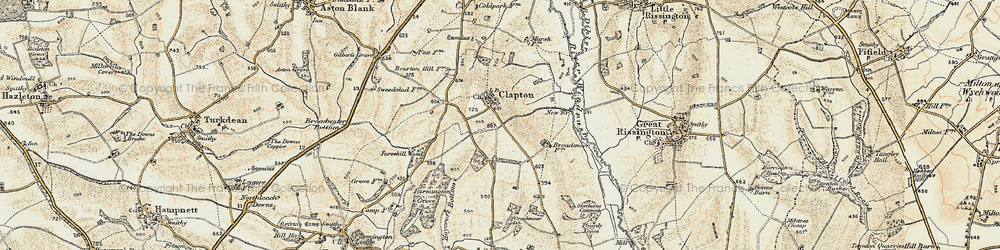 Old map of Clapton-on-the-Hill in 1898-1899