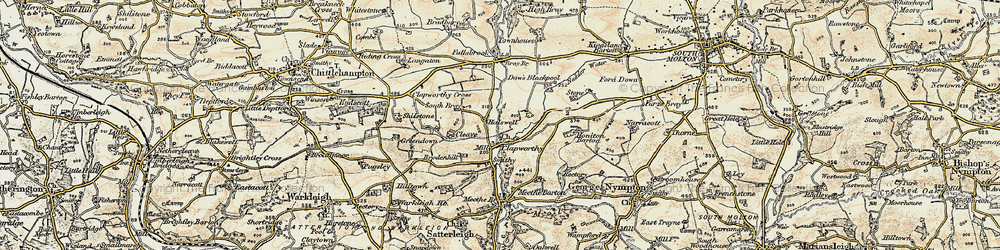 Old map of Clapworthy in 1899-1900