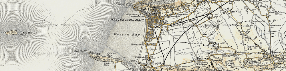 Old map of Weston Bay in 1899-1900